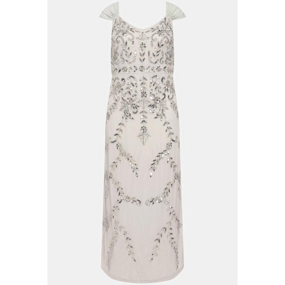 Ulla Popken Pailletten A-Linie V-Ausschnitt Trägerkleid  