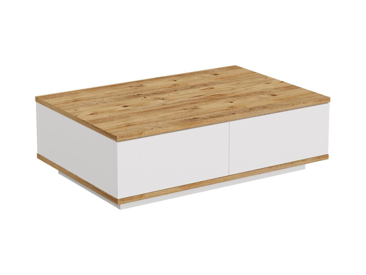 Vente-unique Table basse avec 2 portes - Naturel et Blanc - LOTULA  