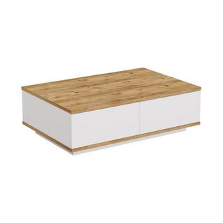 Vente-unique Table basse avec 2 portes - Naturel et Blanc - LOTULA  