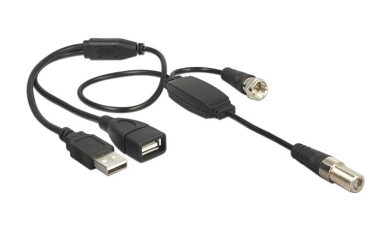 Image of Delock 13006 Koaxialkabel Rg-174 0,22 M 1 X Iec Female 1 X Iec Plug, 1 X Usb 2.0 Type-a Female, 1 X Usb 2.0 Type-a Male Schwarz Unisex Schwarz ONE SIZE