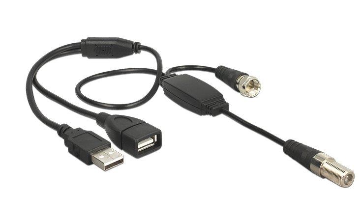 DeLock  DeLOCK 13006 Koaxialkabel RG-174 0,22 m 1 x IEC female 1 x IEC plug, 1 x USB 2.0 Type-A female, 1 x USB 2.0 Type-A male Schwarz 