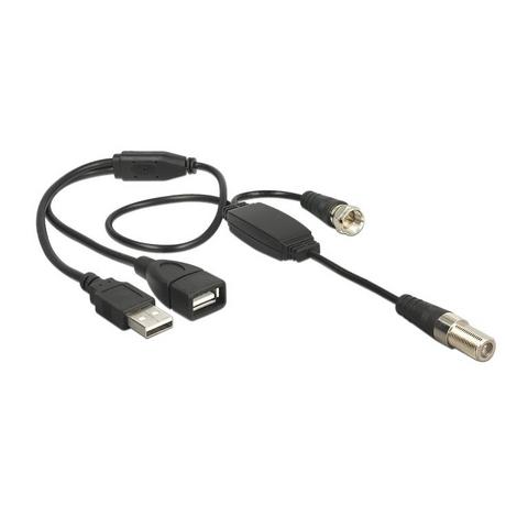 DeLock  DeLOCK 13006 Koaxialkabel RG-174 0,22 m 1 x IEC female 1 x IEC plug, 1 x USB 2.0 Type-A female, 1 x USB 2.0 Type-A male Schwarz 