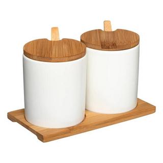 5five Boîtes à épices en bambou et porcelaine - 2 pcs  