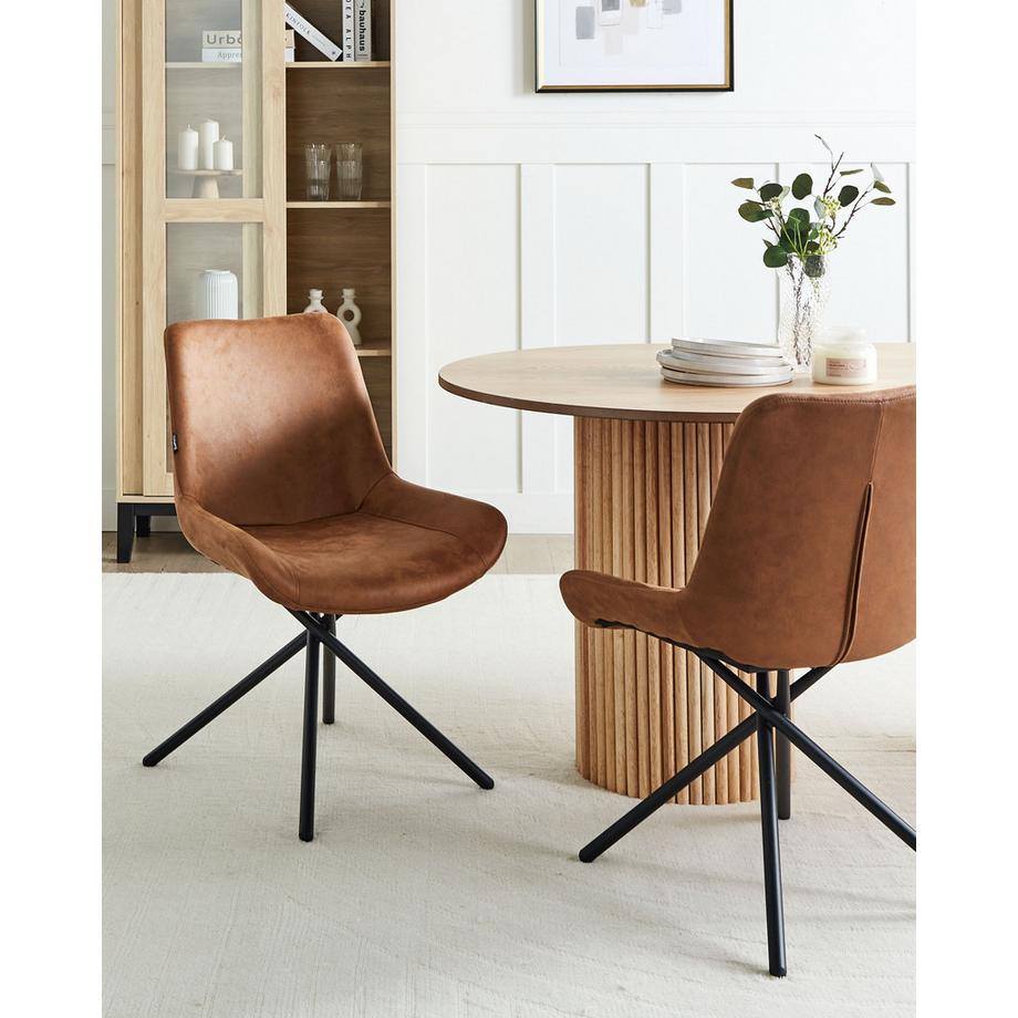 Beliani Esszimmerstuhl 2er Set aus Kunstwildleder  HAILEY  