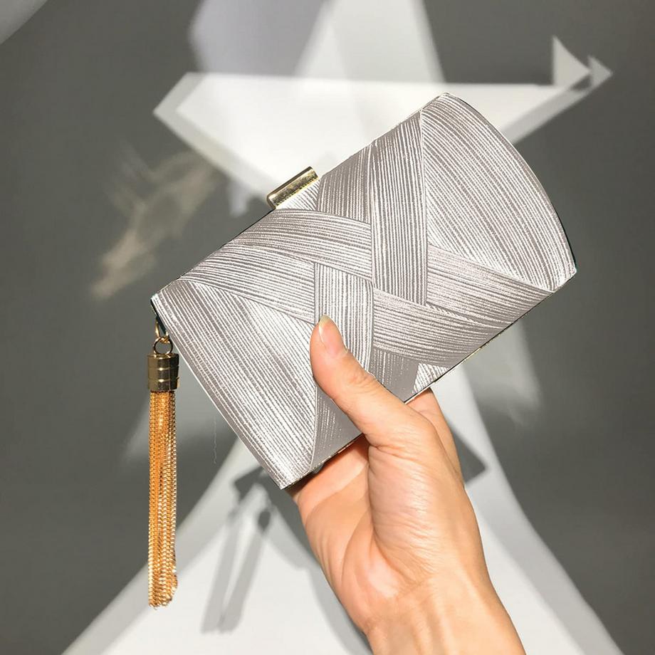 Only-bags.store Pochette de Soirée en Satin Pendentif Gland  