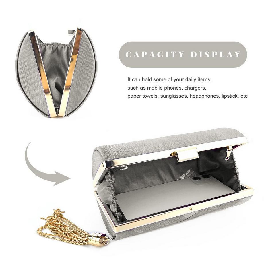 Only-bags.store Pochette de Soirée en Satin Pendentif Gland  