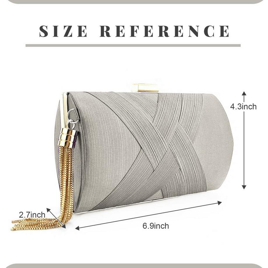 Only-bags.store Pochette de Soirée en Satin Pendentif Gland  