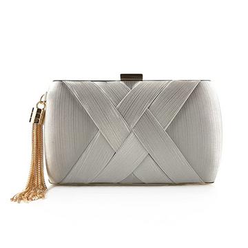 Abend Clutches Tasche Satin Hochzeit Party Abend Tasche Quaste Anhänger