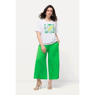 Ulla Popken  Culottes in tessuto operato lunghe fino al polpaccio con taglio della gamba dritto e cintura elastica 