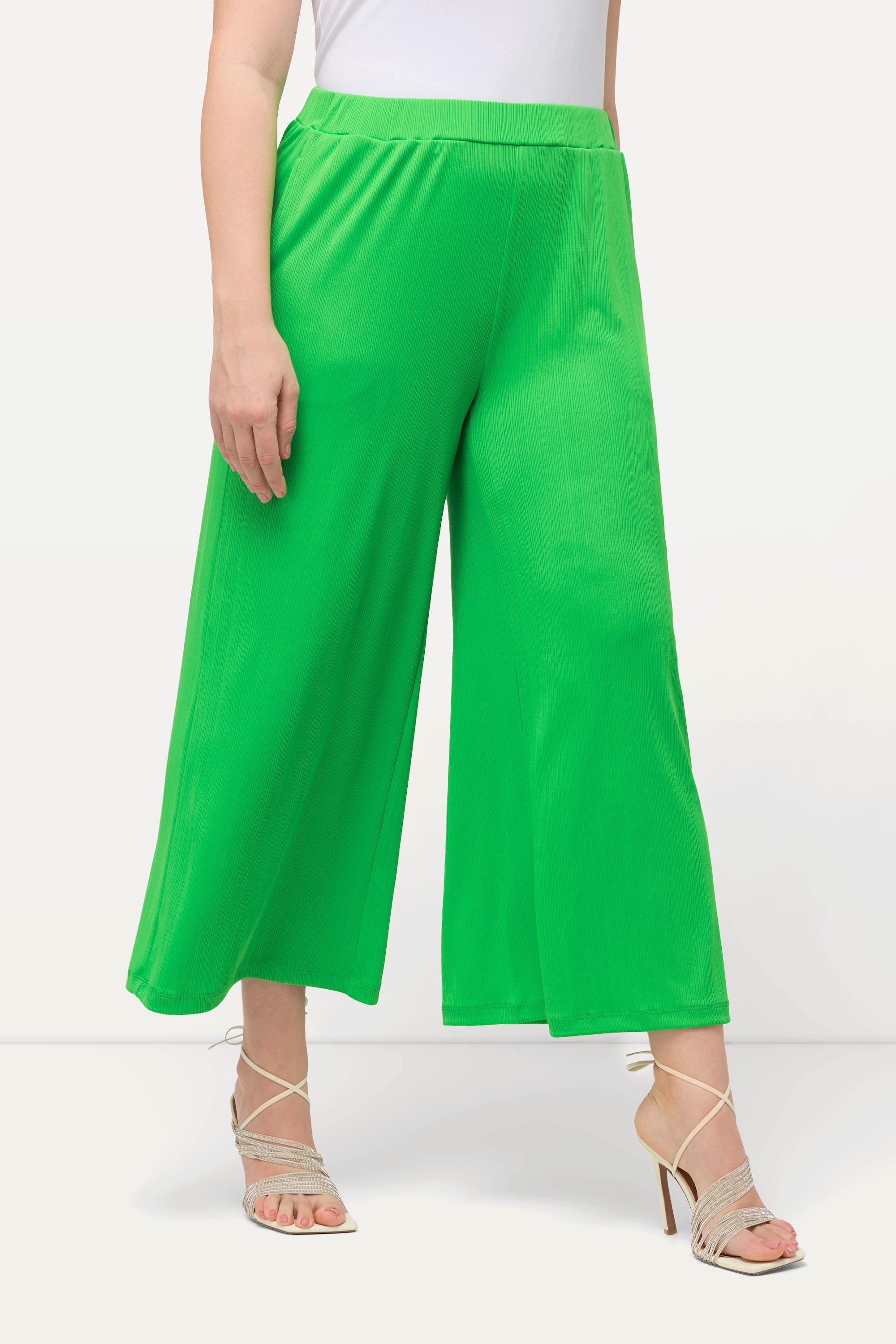 Ulla Popken  Culottes in tessuto operato lunghe fino al polpaccio con taglio della gamba dritto e cintura elastica 