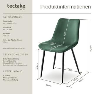 Tectake Set Stuhl Monroe Samtoptik  