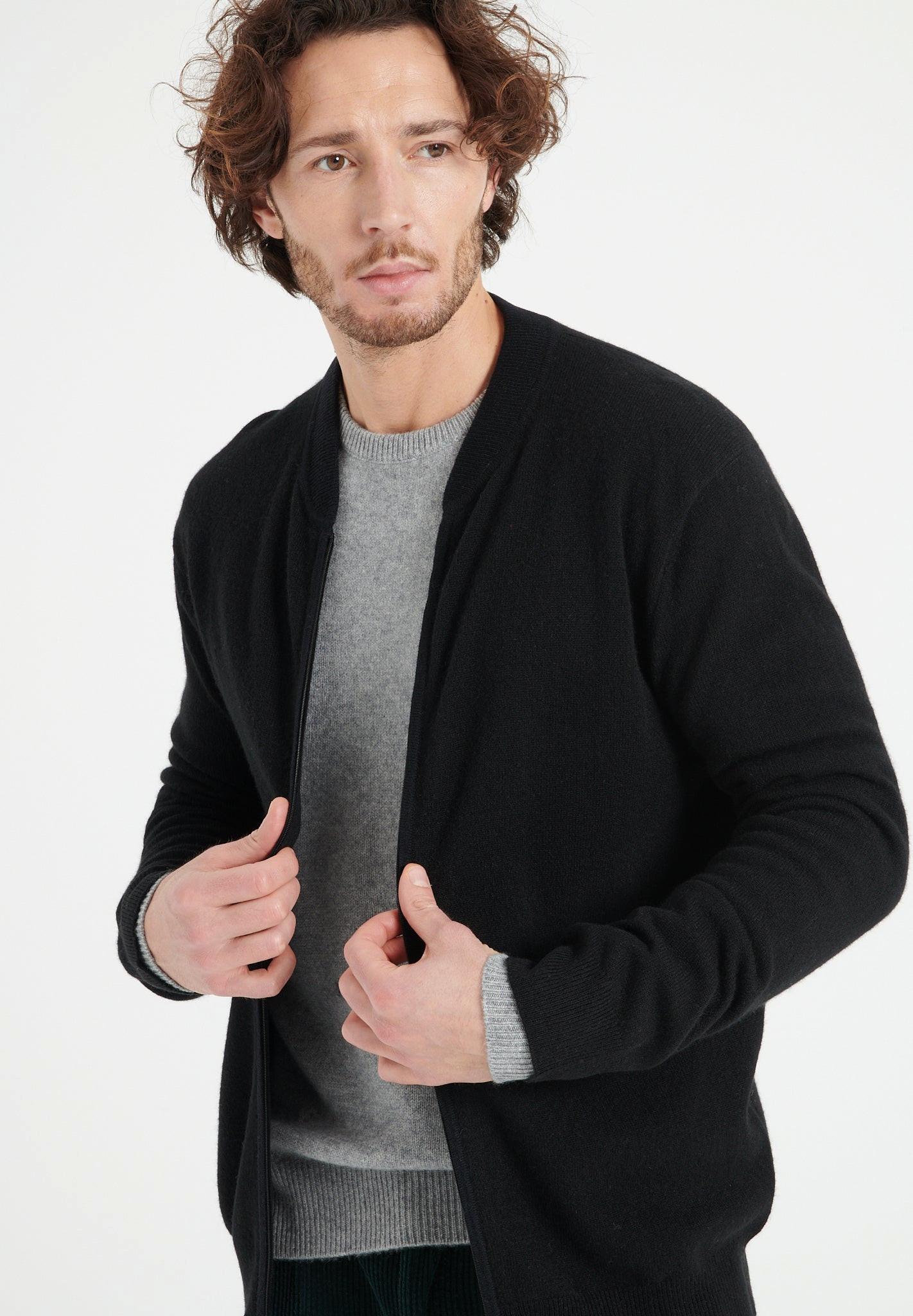 Studio Cashmere8  LUKE 10 Strickjacke mit Bomberkragen - 100% Kaschmir 