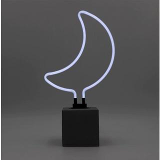 Locomocean Glas Neon Tischlampe mit Betonsockel - Mond  