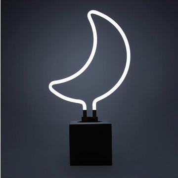 Glas Neon Tischlampe mit Betonsockel - Mond