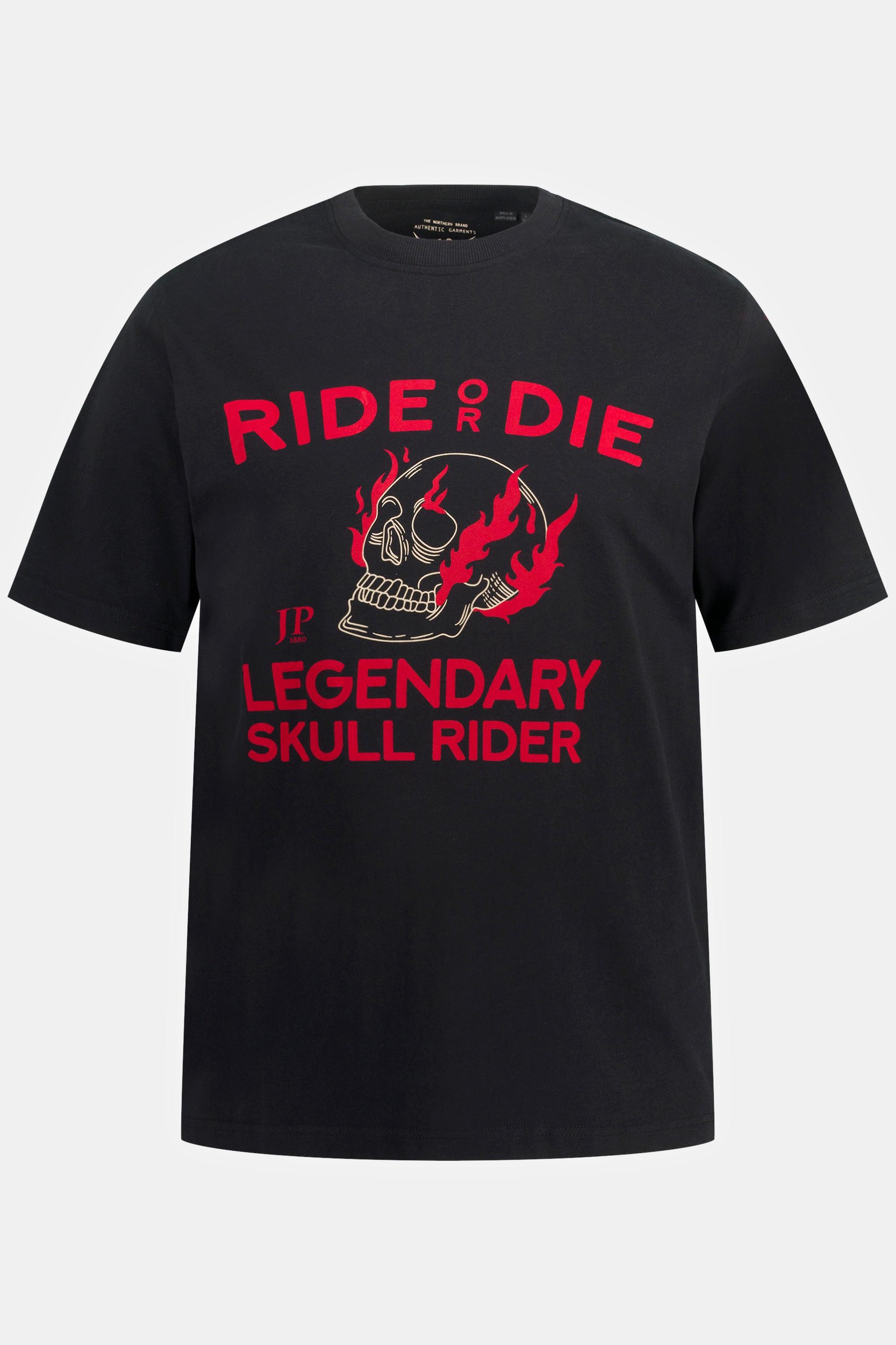 JP1880  T-shirt con stampa "Ride or Die", scollo a girocollo e mezze maniche 