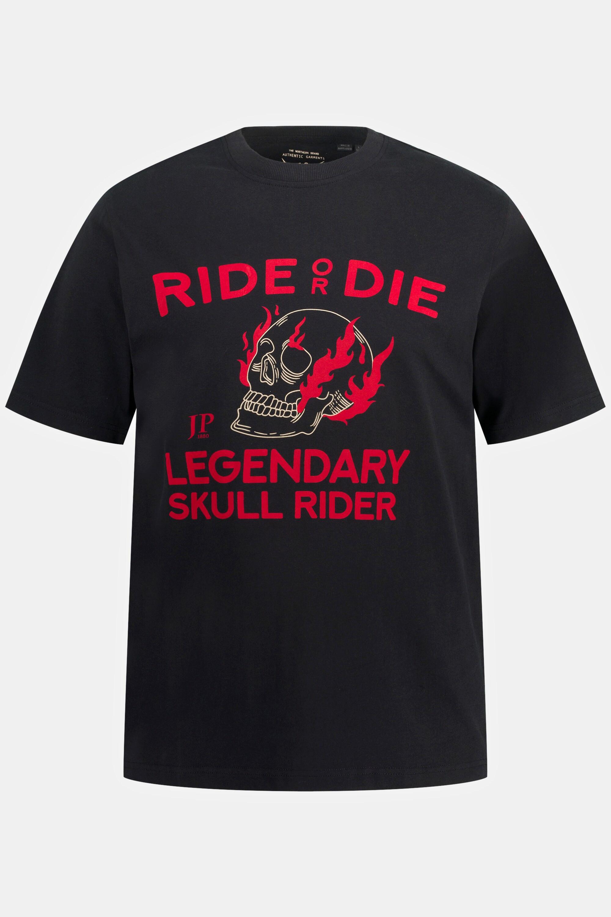 JP1880  T-shirt con stampa "Ride or Die", scollo a girocollo e mezze maniche 