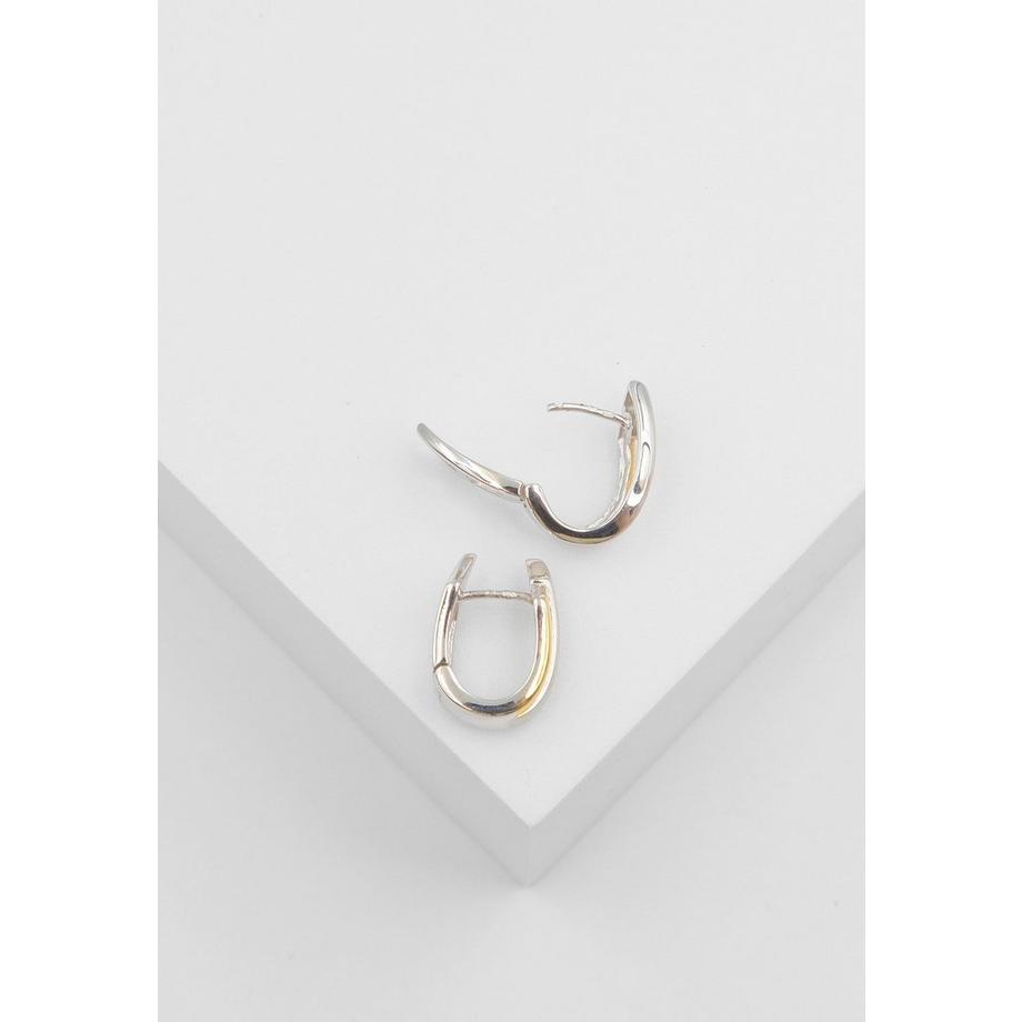 MUAU Schmuck  Créoles bicolores jaune/blanc or 750, 17x5mm 