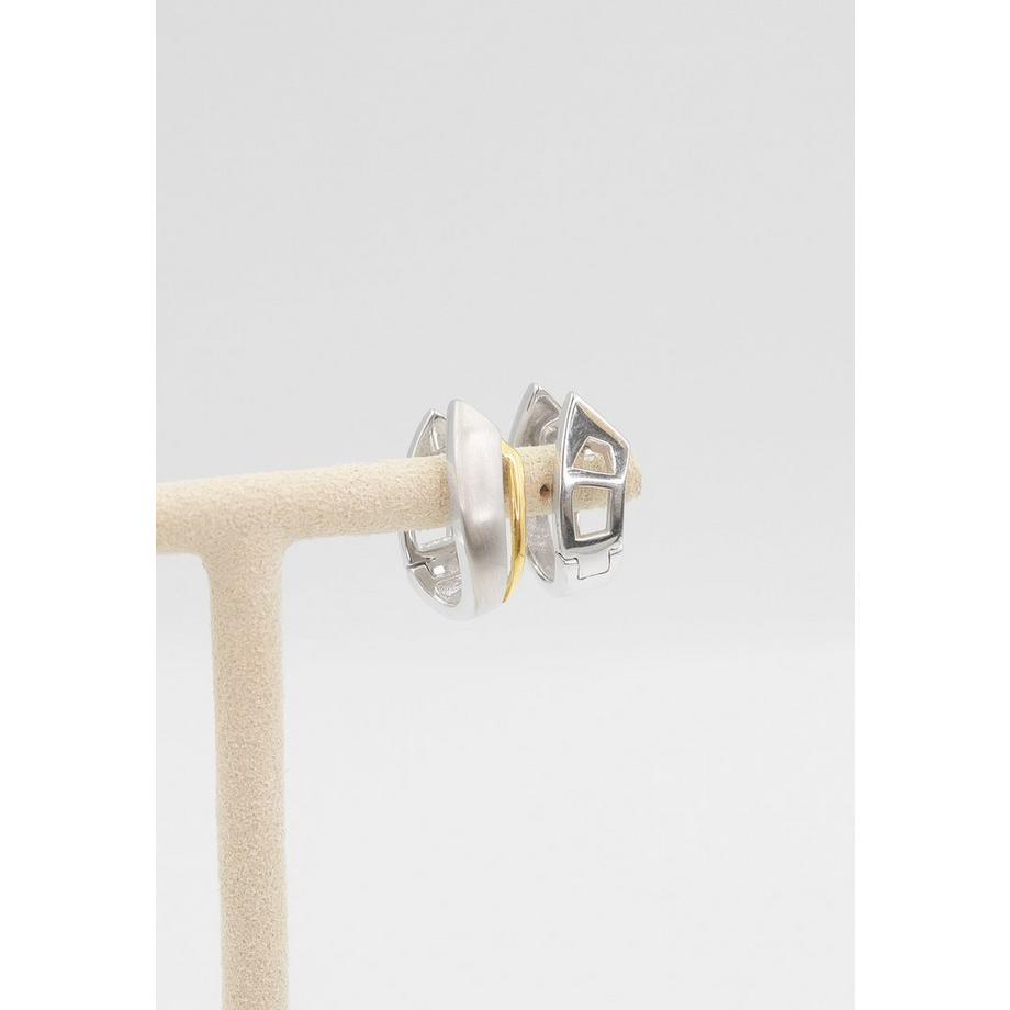 MUAU Schmuck  Créoles bicolores jaune/blanc or 750, 17x5mm 