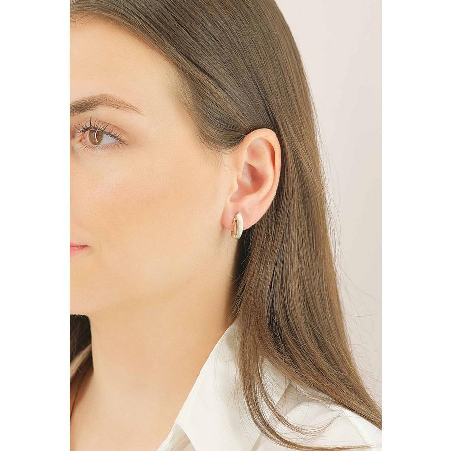 MUAU Schmuck  Créoles bicolores jaune/blanc or 750, 17x5mm 