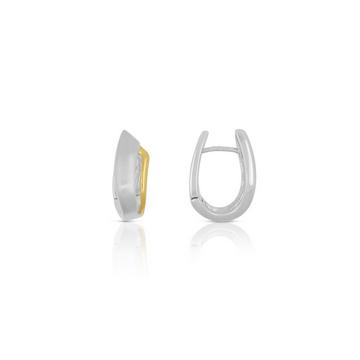 Créoles bicolores jaune/blanc or 750, 17x5mm