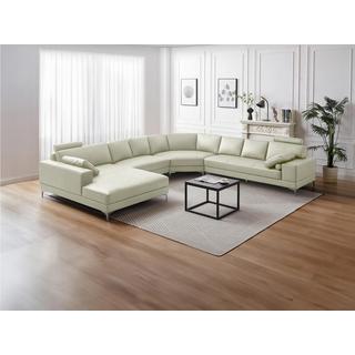 LINEA SOFA Divano panoramico 7 posti in pelle superiore Avorio Angolo a sinistra DONATELLO II  