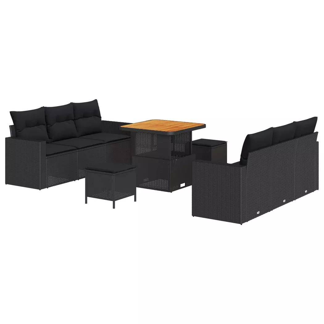 vidaXL Gartensofa-set 9 stk. Schwarz Poly-Rattan