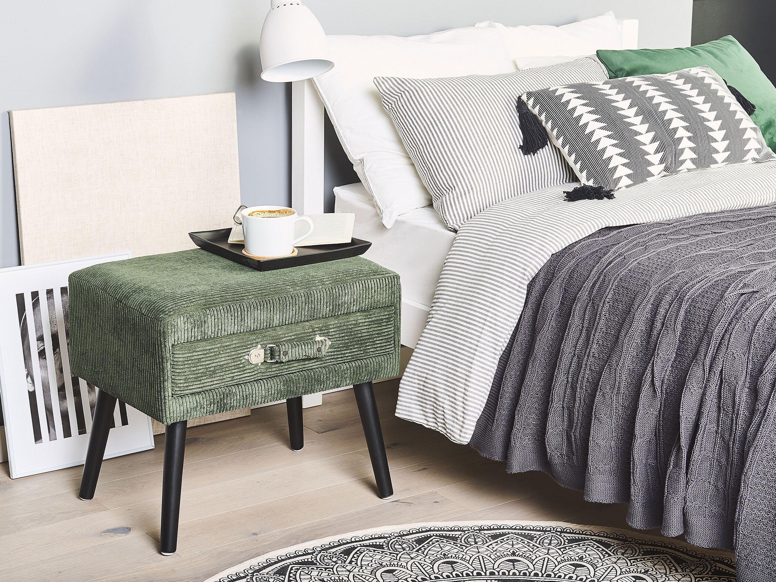 Beliani Comodino 1 cassetto en Velluto a coste Retrò EUROSTAR  