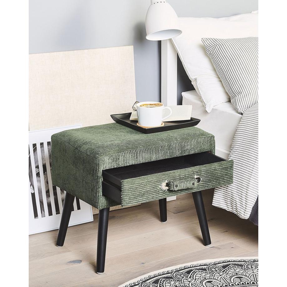 Beliani Comodino 1 cassetto en Velluto a coste Retrò EUROSTAR  