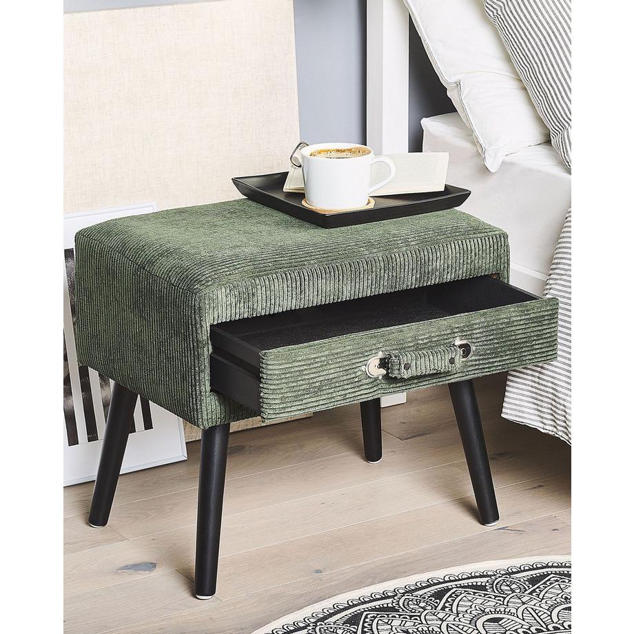 Beliani Comodino 1 cassetto en Velluto a coste Retrò EUROSTAR  