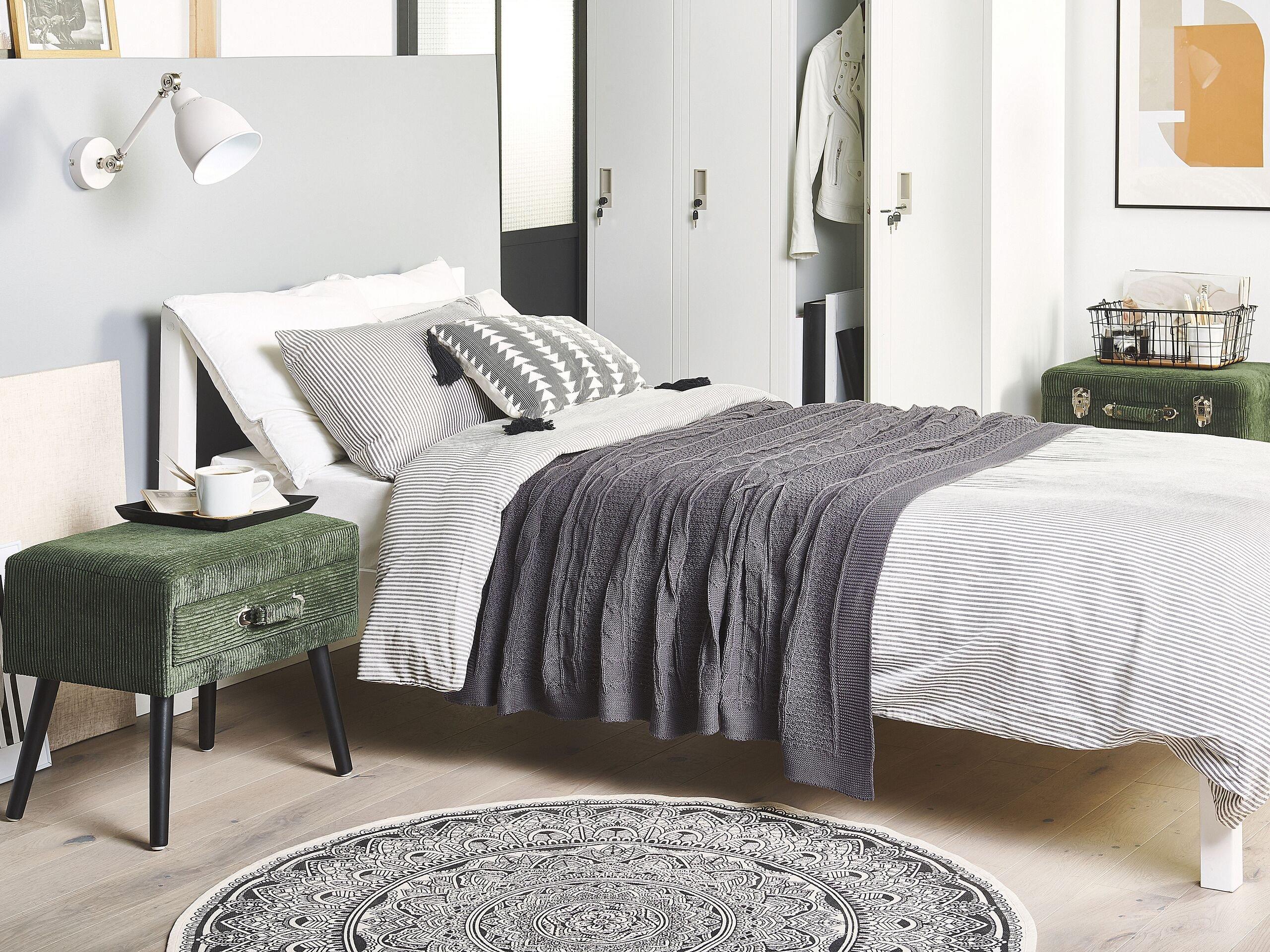 Beliani Comodino 1 cassetto en Velluto a coste Retrò EUROSTAR  