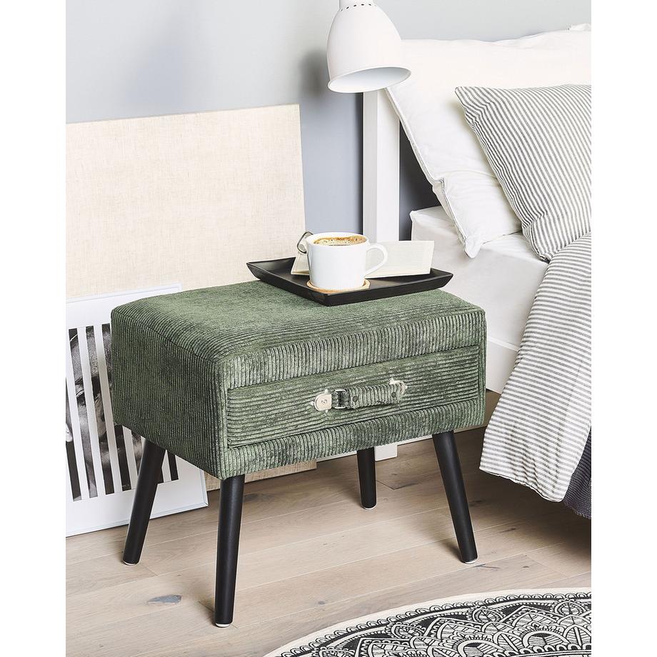 Beliani Comodino 1 cassetto en Velluto a coste Retrò EUROSTAR  