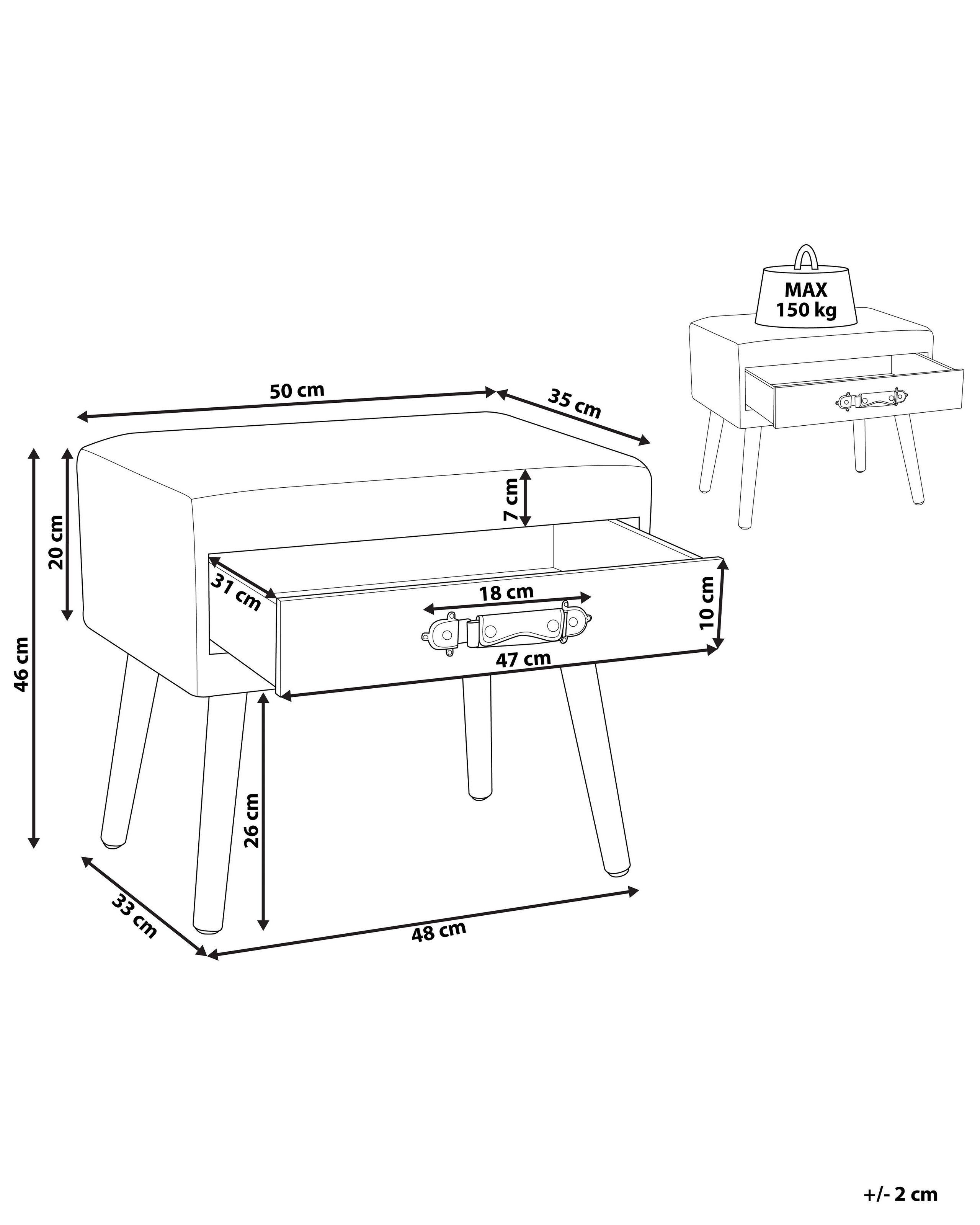 Beliani Comodino 1 cassetto en Velluto a coste Retrò EUROSTAR  