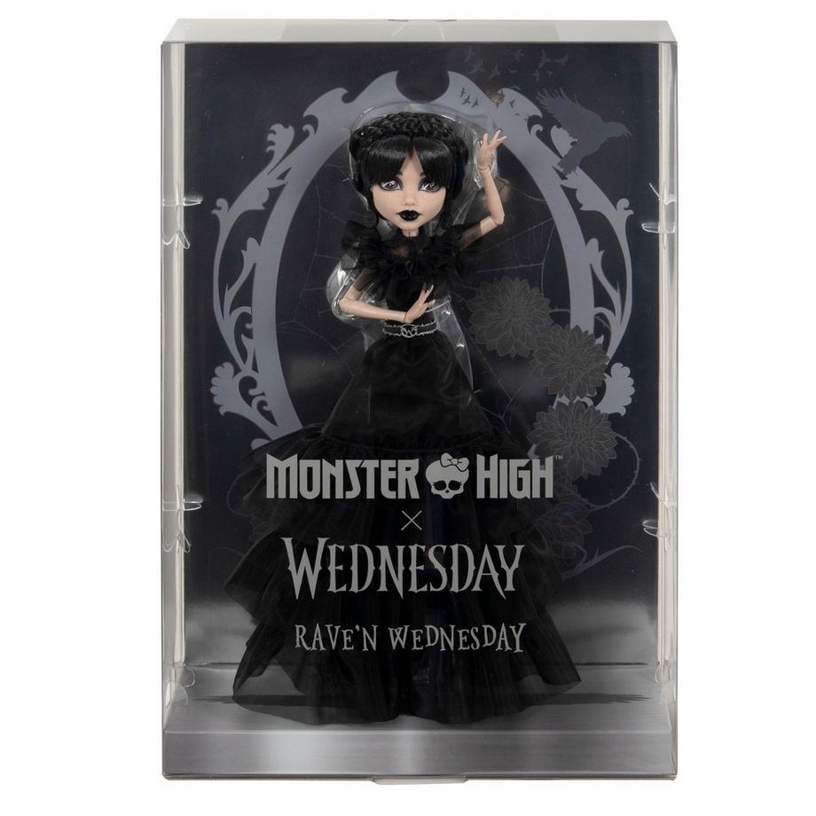 Mattel  Monster High Puppe Rave'N Wednesday im schwarzem Gothic-Kleid 