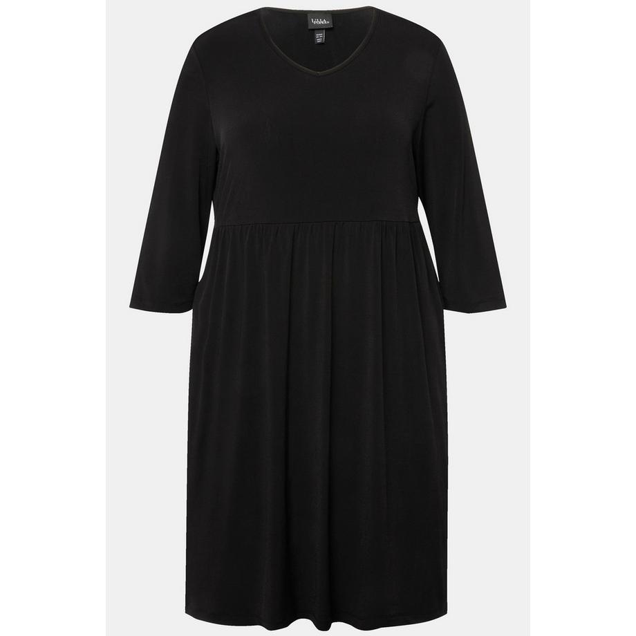 Ulla Popken T-shirt long Coupe évasée Col tunisien Manches 3/4  