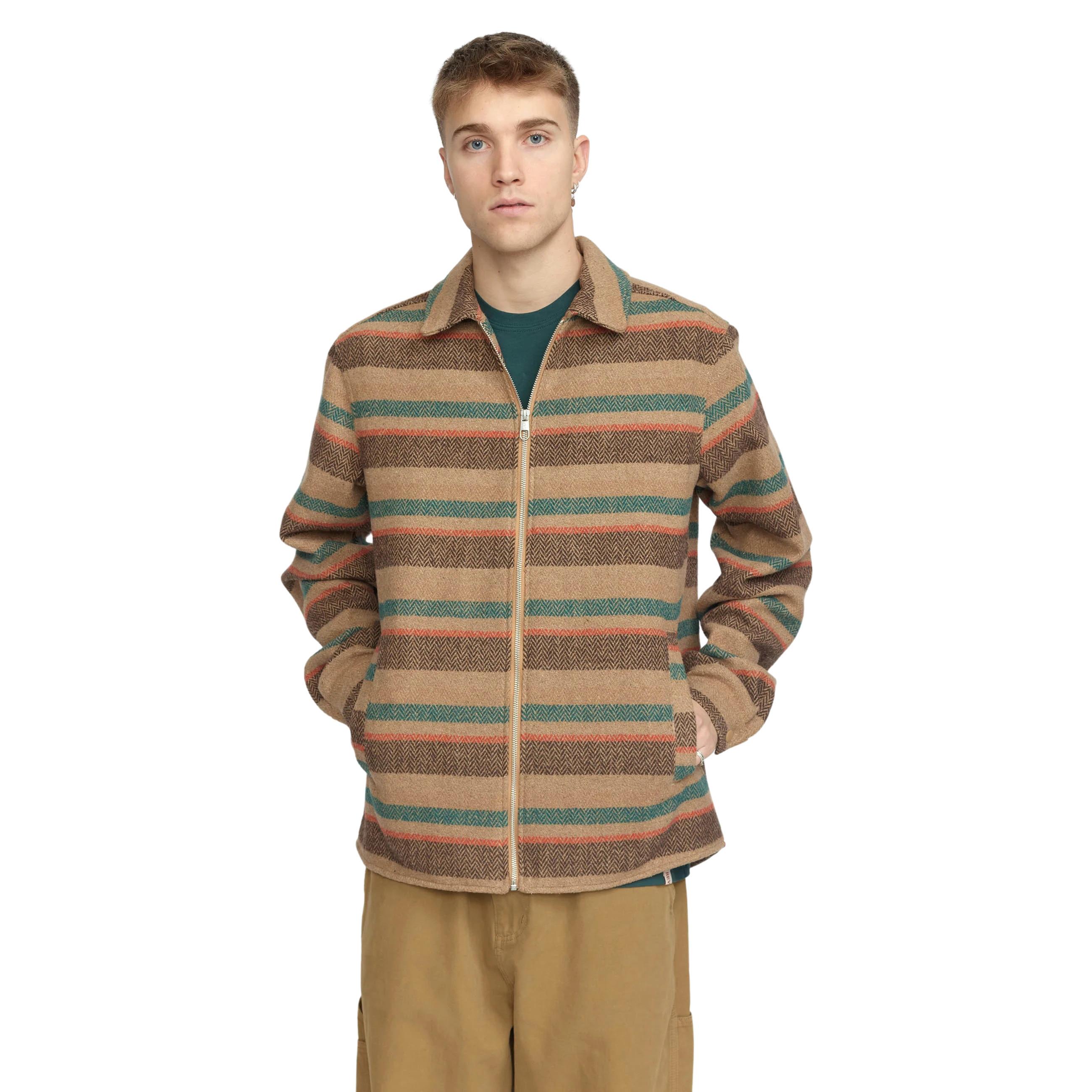 Revolution Gestreiftes Überhemd mit Reissverschluss  