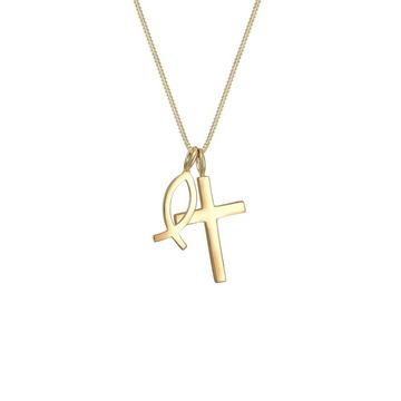 Halskette Panzerkette Kreuz Fisch Symbol Religion