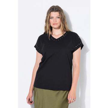 T-Shirt, oversized, Nieten, acid washed