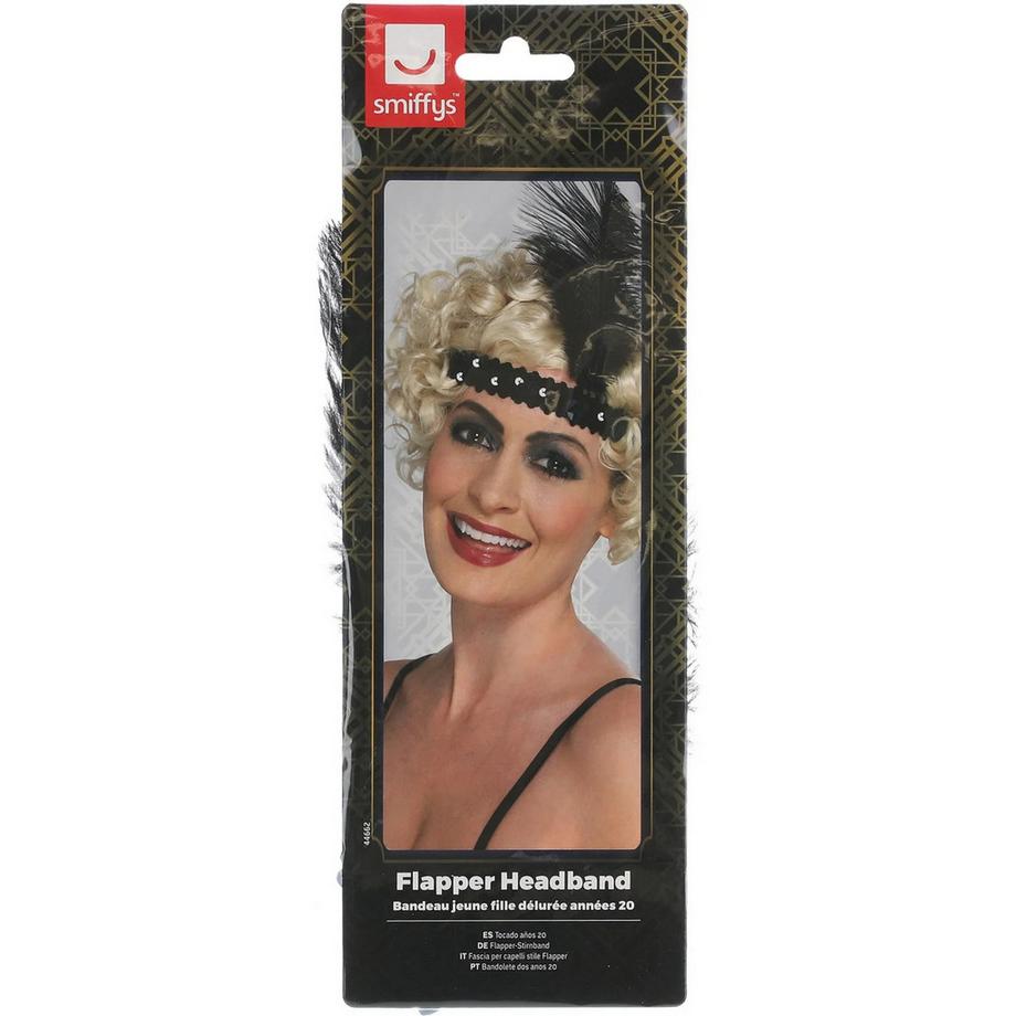 smiffys Copricapo Flapper con Paillettes e Piuma  