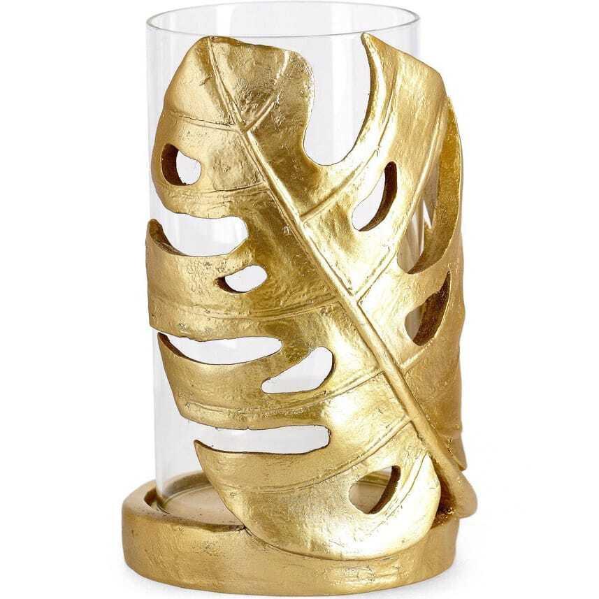 Image of Kerzenhalter Palong Blatt Palme gold 23 Kerzenhalter Palong Blatt Palme gold 23