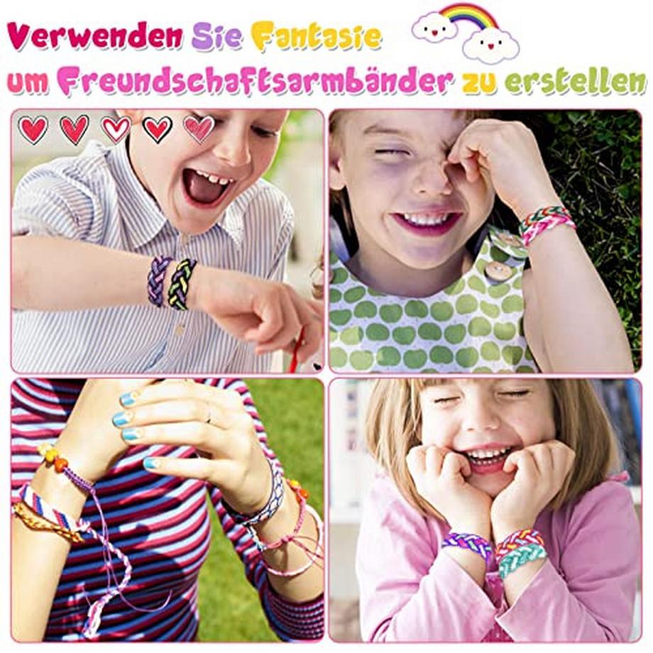 Activity-board  Freundschaftsarmbänder Bastelset mit Buchstabenperlen Baumwollgarn Schnüre gewebtes Brett Freundschaftsarmbänder Basteln Flechten Set 