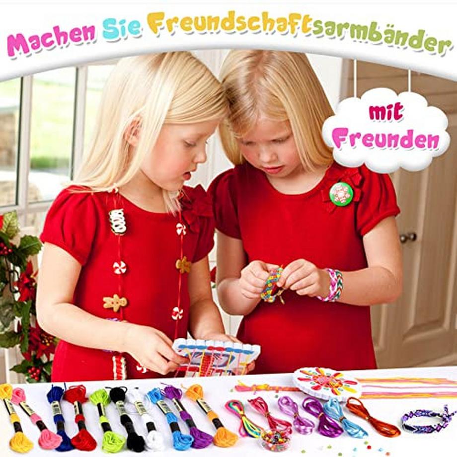 Activity-board  Freundschaftsarmbänder Bastelset mit Buchstabenperlen Baumwollgarn Schnüre gewebtes Brett Freundschaftsarmbänder Basteln Flechten Set 