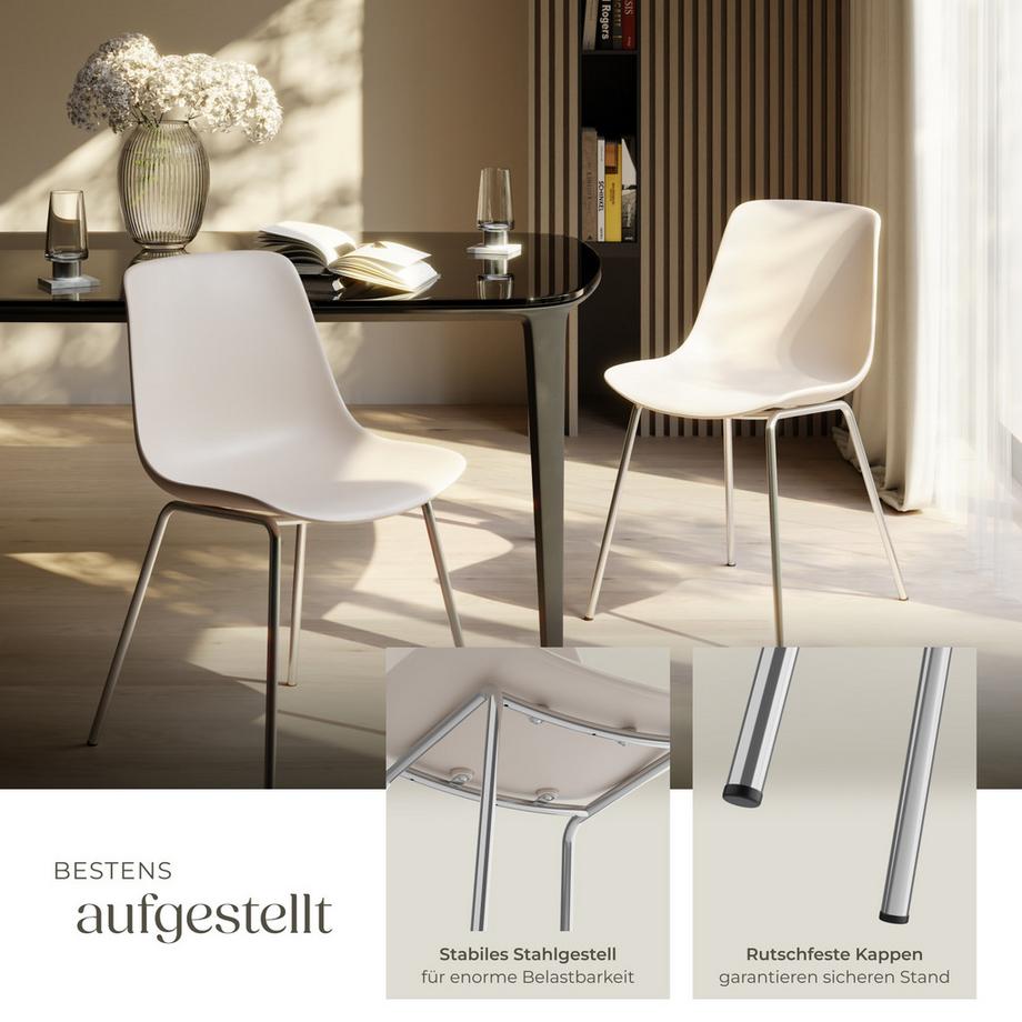 Tectake Kunststoffstuhl Mave  große Kunststoffschale ergonomische Form mit hoher Rückenlehne  