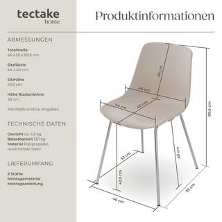 Tectake Sedie in plastica Mave, ergonomiche, 120 kg  