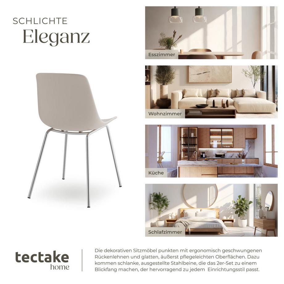 Tectake Kunststoffstuhl Mave  große Kunststoffschale ergonomische Form mit hoher Rückenlehne  