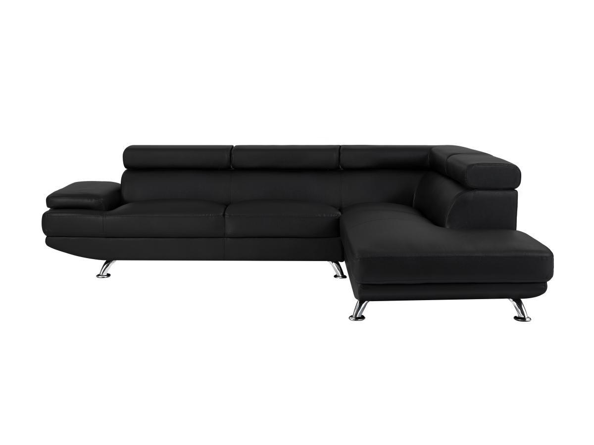 Vente-unique Ecksofa - Ecke Rechts - Kunstleder - Schwarz - ROMAIN II  