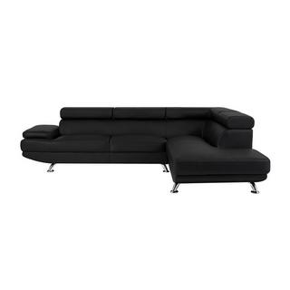 Vente-unique Ecksofa - Ecke Rechts - Kunstleder - Schwarz - ROMAIN II  