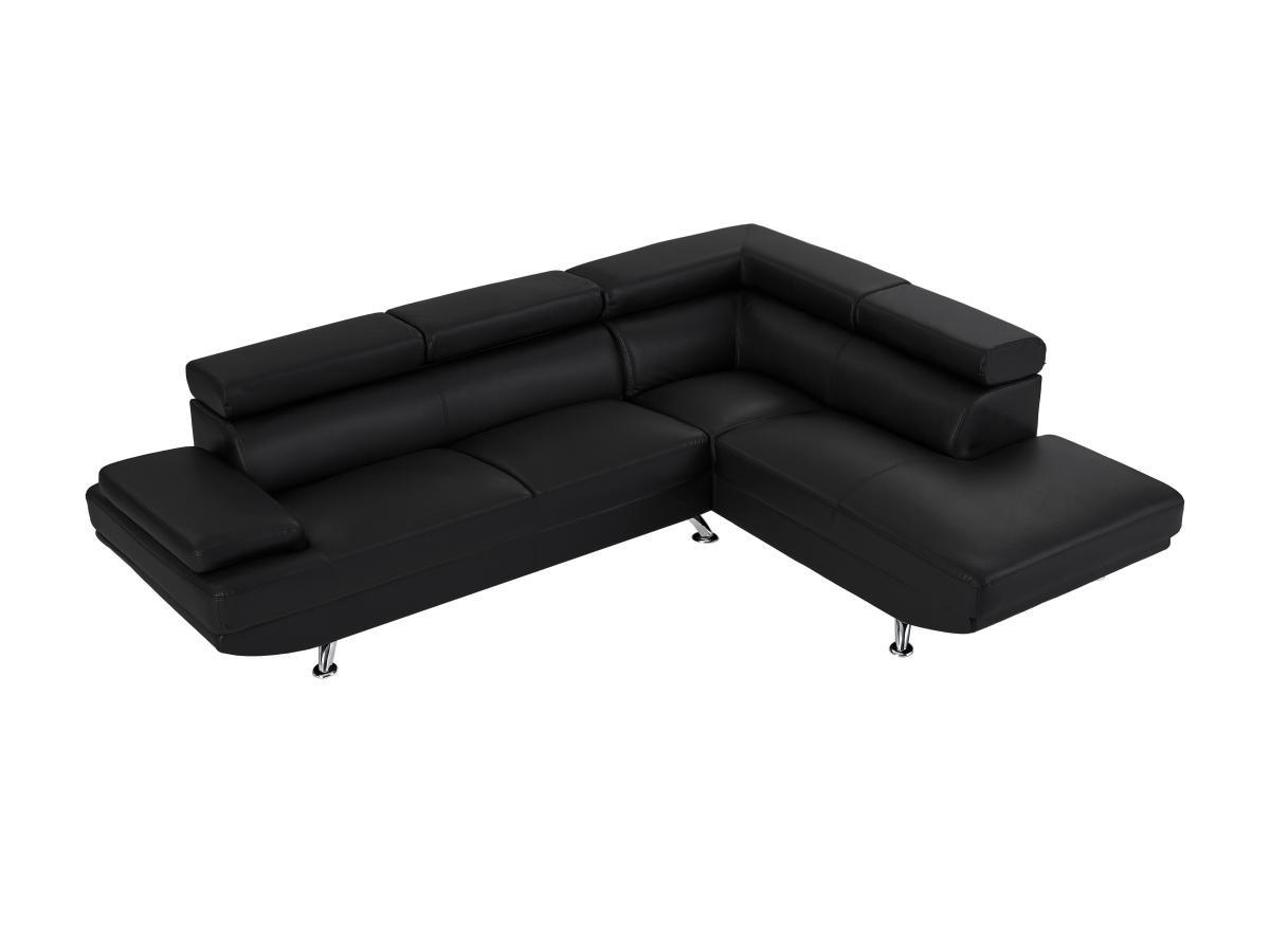 Vente-unique Ecksofa - Ecke Rechts - Kunstleder - Schwarz - ROMAIN II  