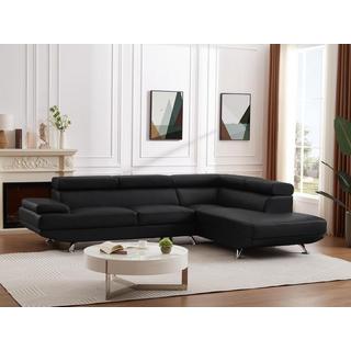 Vente-unique Ecksofa - Ecke Rechts - Kunstleder - Schwarz - ROMAIN II  