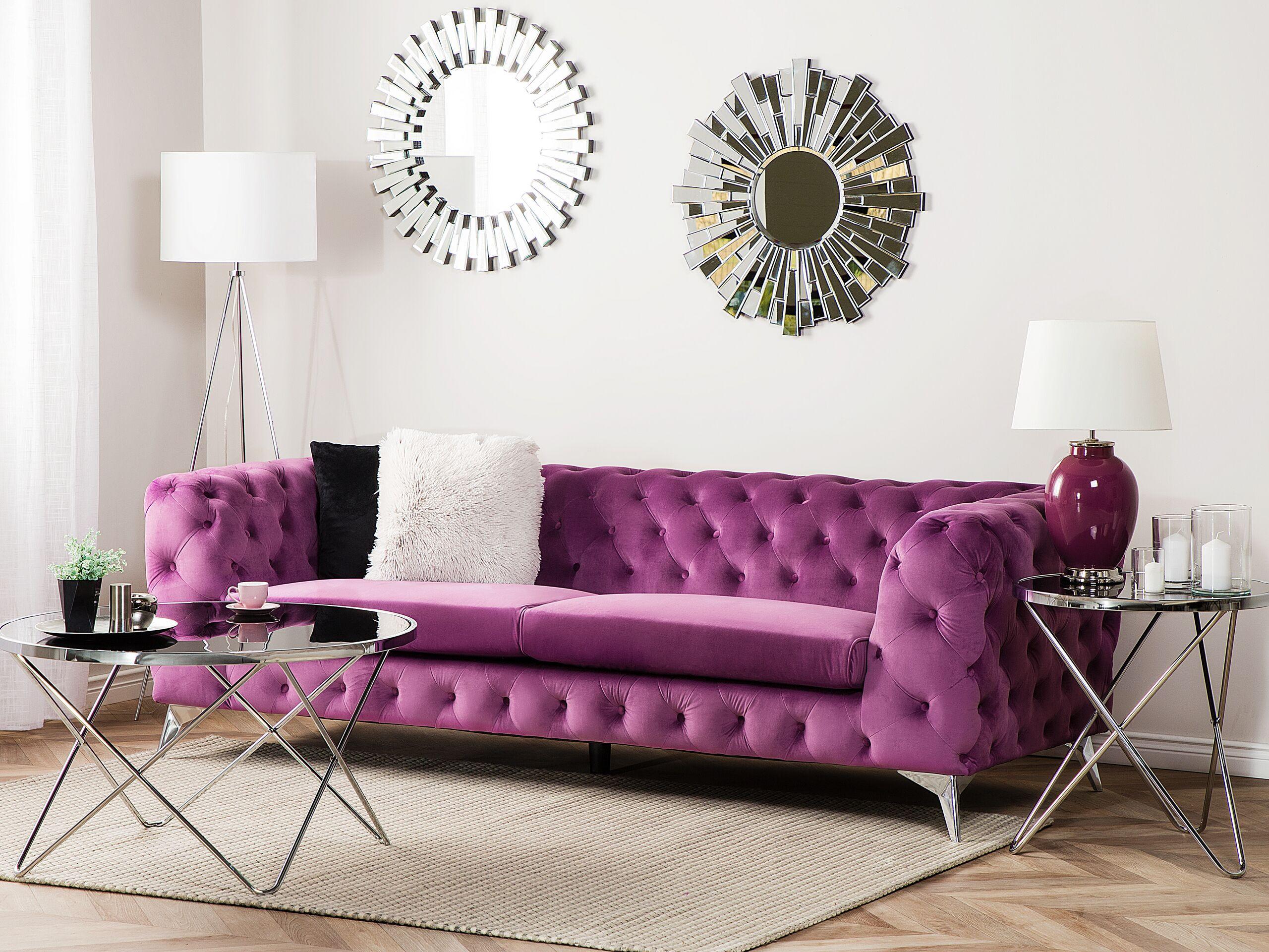 Beliani 3 Sitzer Sofa aus Samtstoff Glamourös SOTRA  