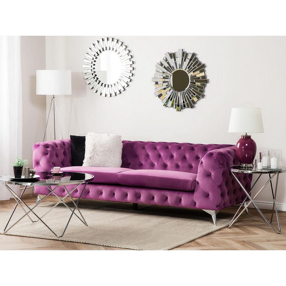 Beliani 3 Sitzer Sofa aus Samtstoff Glamourös SOTRA  